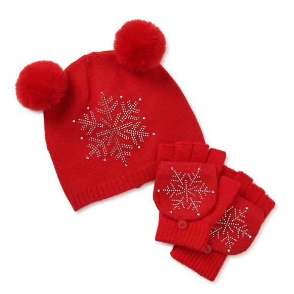 Snowflake Hat and Mittens Set for Kids - Picture 1 of 7